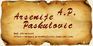 Arsenije Paskulović vizit kartica